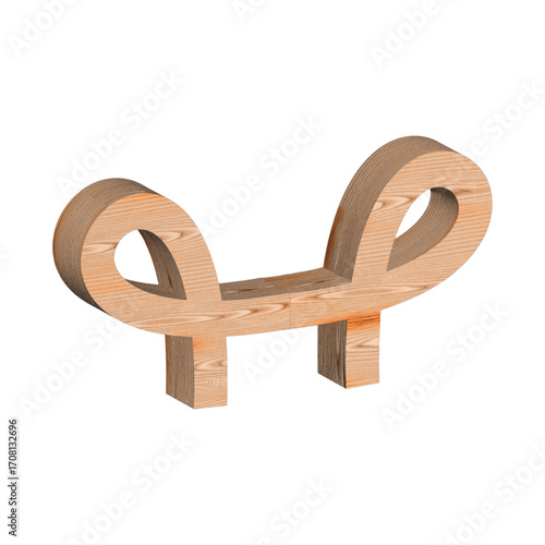 Ribbon Bench — Sculptural Wooden Furniture Design with Loop Ends and Vertical Supports