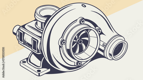 Detailed Illustration of a Turbocharger Engine Component