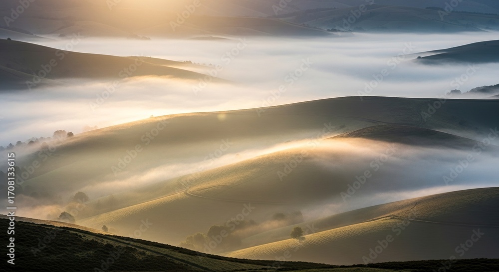 Fototapeta premium Misty morning hills