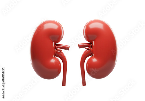 Realistic 3d rendered human kidneys anatomical model isolated on transparent background