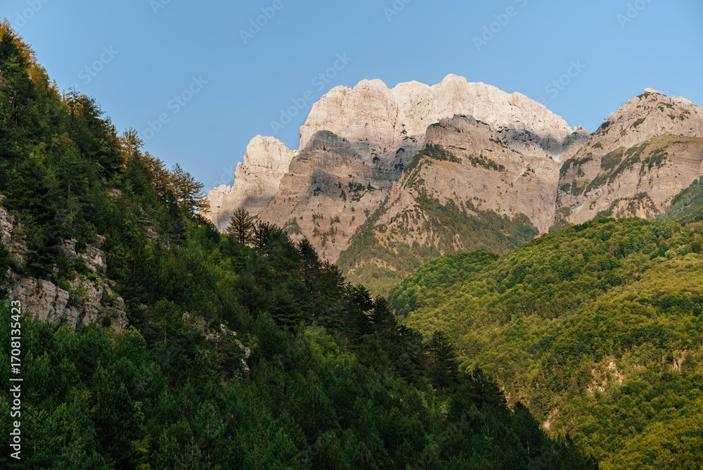 Fototapeta premium Scenic Mountain View of Theth Valley in Summer