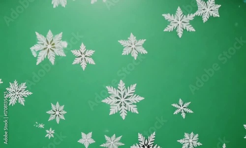 Macro Snowflake Particles on Green Screen