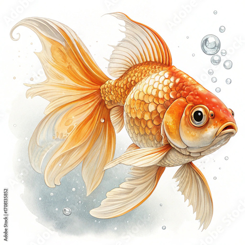 gold fish on white background