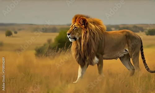 Majestic African Lion in Savanna