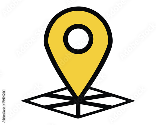 Map pointer icon with pin vector illustration for location and navigation