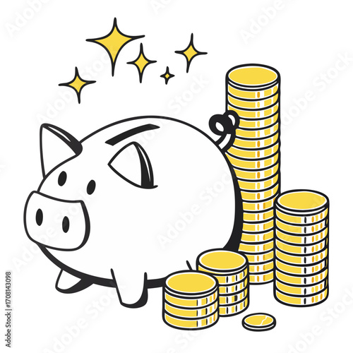 piggy bank and coins