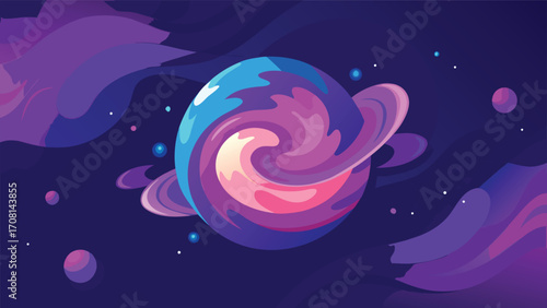 Vibrant cosmic nebula swirl vector illustration for space and galaxy themes