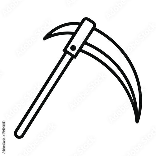 Scythe outline icon on white background
