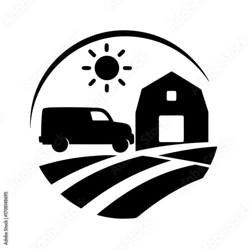 Rural service van arrives at farm business vector