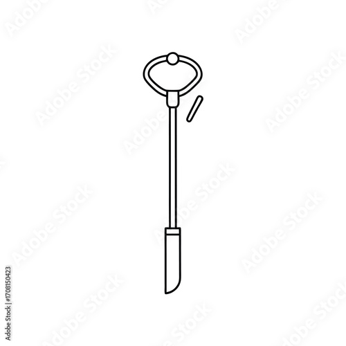 Outline icon of a pruning hook on a long pole