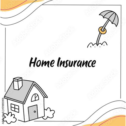 Home insurance concept with house and umbrella