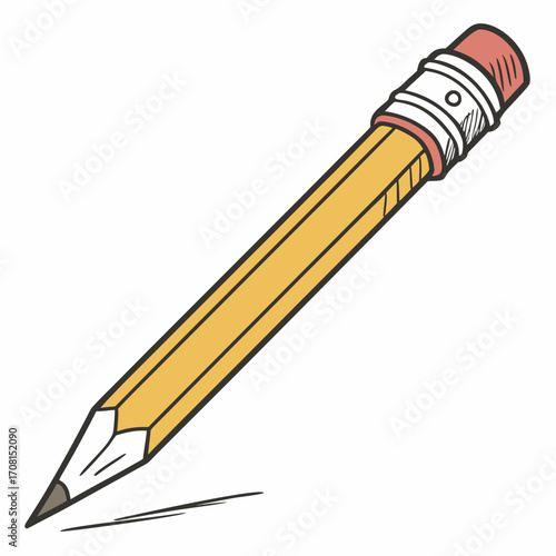 Illustration of a yellow pencil with a pink eraser