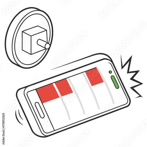 Phone showing slot machine reels spinning