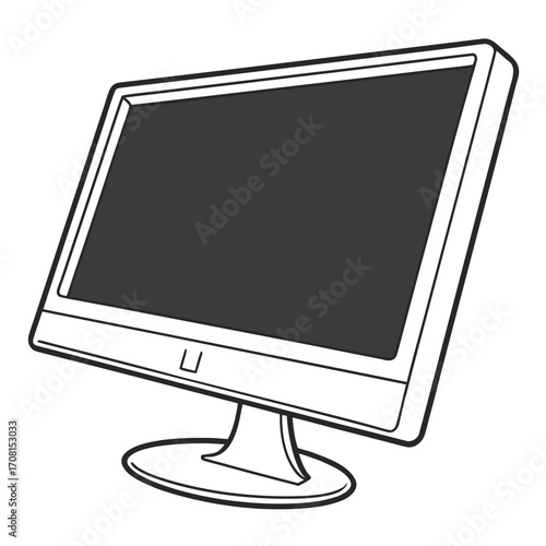 Illustration of a computer monitor in black and white