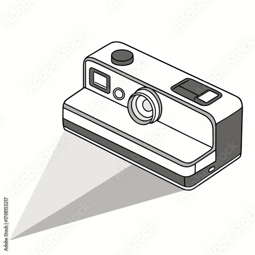 Isometric illustration of a vintage instant camera