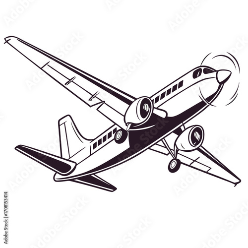 Vintage airplane, vector illustration