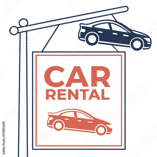 Car rental sign, vector illustration