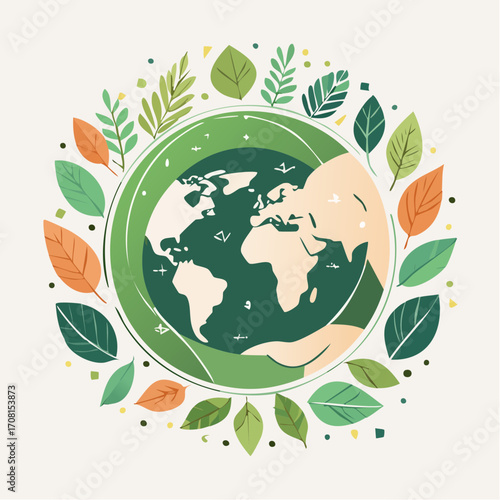 Green Earth Encircled by Leaves