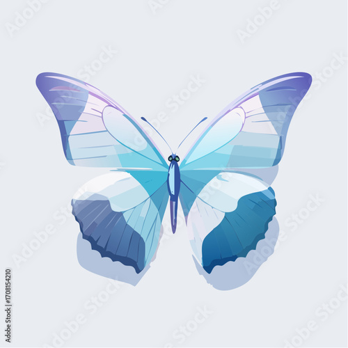 Butterfly vector made of layered glass-like gradient wings
