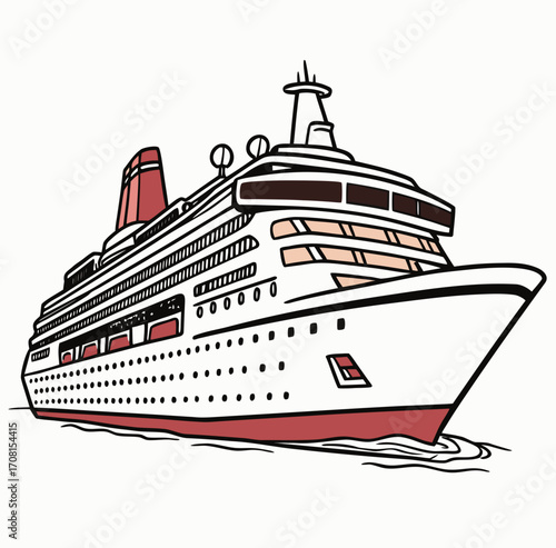 Cruise ship illustration for travel concept