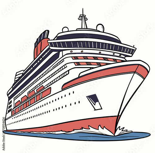 Cruise ship sailing on the ocean in vector format
