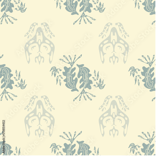 Seamless pattern background with plant and flower theme