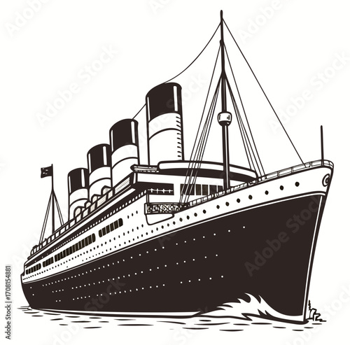 Titanic ship sailing on the ocean in vector format