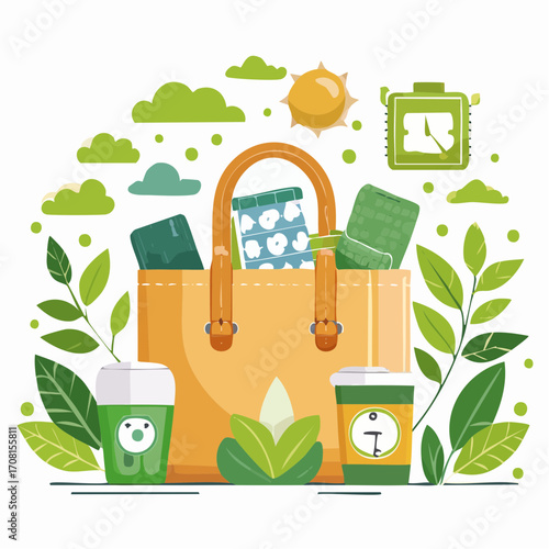 Sustainable Lifestyle Tote Bag with Eco Friendly Items