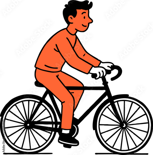 hand drawn style  Flat vector design ilustration man  
 riding bicycle