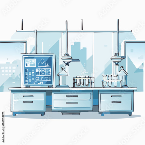 Modern Laboratory Interior with City View