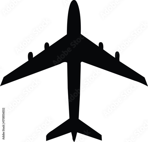 Airplane Silhouette Top View Vector