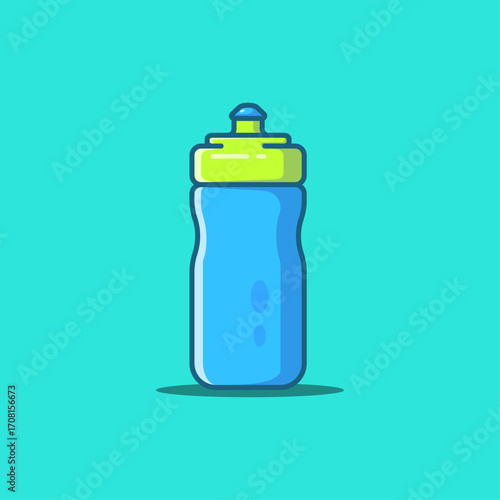 Sport bottle gym tools equipment elements vector cartoon illustration