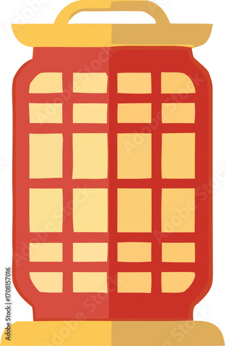 Chinese lantern, a red and yellow decorative illumination object, widely used during cultural festivals and celebrations