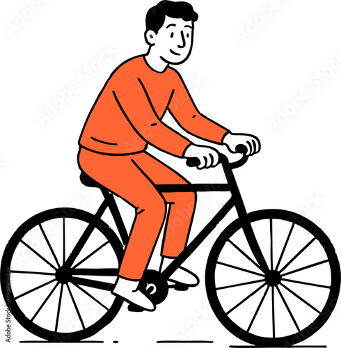 hand drawn style  Flat vector design ilustration man  
 riding bicycle