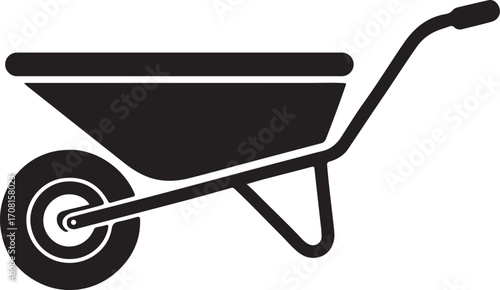 Isolated Black Wheelbarrow Graphic