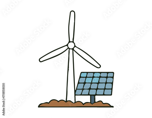 wind turbine and solar panels