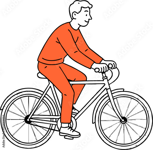 hand drawn style  Flat vector design ilustration man  
 riding bicycle