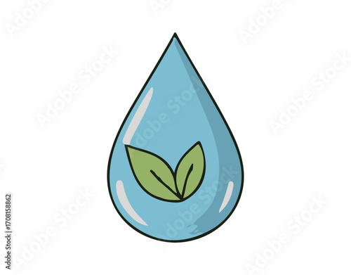 water drop with green leaf