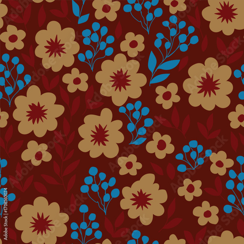 Floral brush strokes seamless pattern design for fashion textiles, graphics, backgrounds and crafts