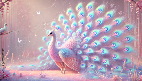 Wallpaper Mural Peacock Pastel Torontodigital.ca