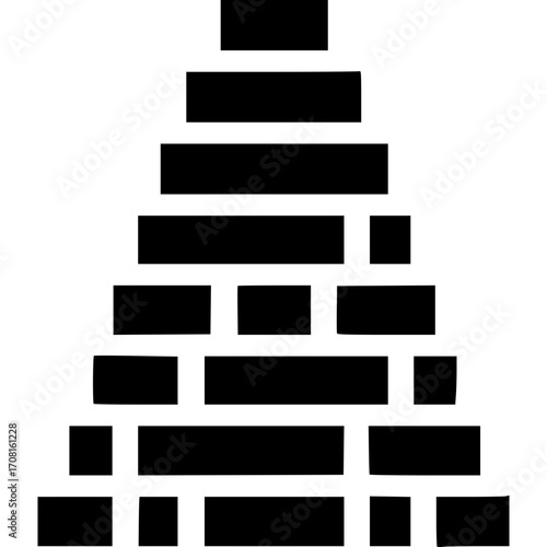 Geometric Brick Formation: A stark, architectural image showcases a carefully constructed pyramid made from simple rectangular blocks, evoking a sense of minimalist design and structural integrity.