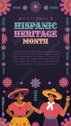 Vibrant Celebration of National Hispanic Heritage Month with Traditional Elements