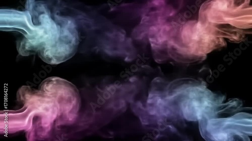 Hypnotic Abstract Colorful Smoke Swirling on Dark Background (Seamless Loop)