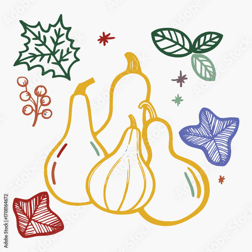 A Creative Thank You Illustration Featuring a Hand-Drawn Gift Bag Adorned with Floral Elements and a Heart Symbol for Gratitude and Appreciation.