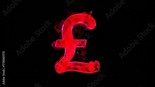 Red pound sterling sign symbolizing weak UK economy, downturn, and currency losses