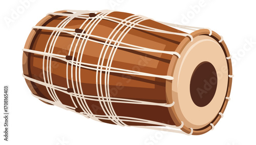 Indian Dholki Drum A Detailed Illustration of Traditional Percussion Instrument