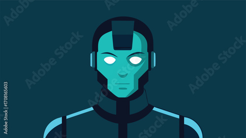 Futuristic cyborg portrait digital illustration with mechanical enhancements scalable vector art