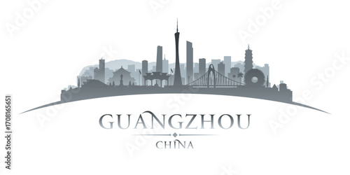 Guangzhou China city skyline silhouette