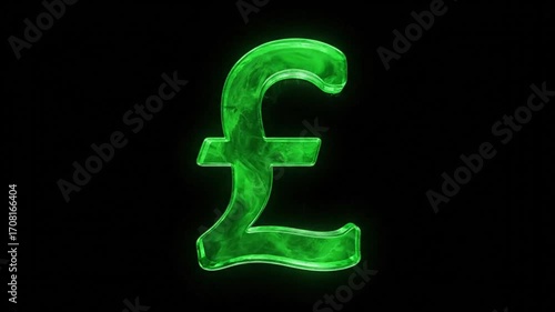 Abstract pound symbol glowing green showing financial prosperity and positive economic trend