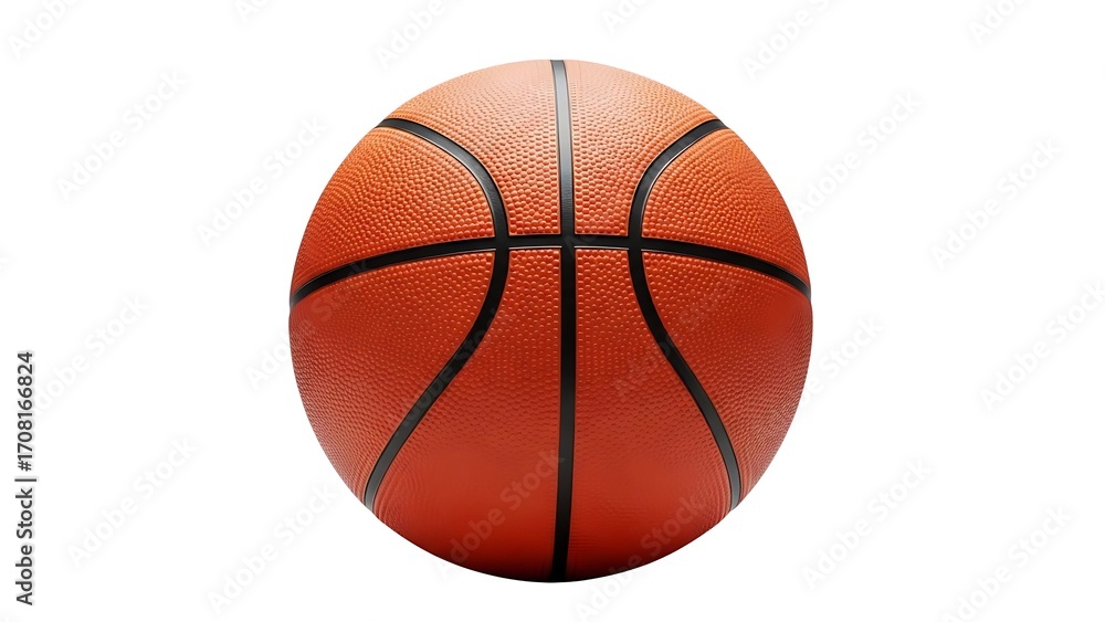 Fototapeta premium Orange basketball isolated on white background, a popular sport equipment for indoor and outdoor games
